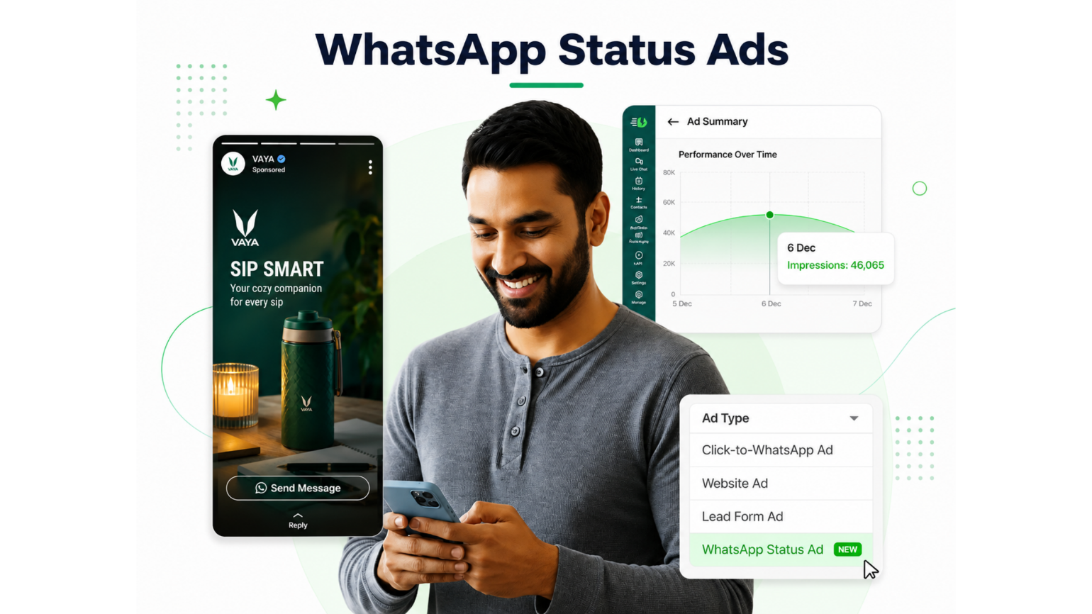 Example of a full-screen WhatsApp Status ad