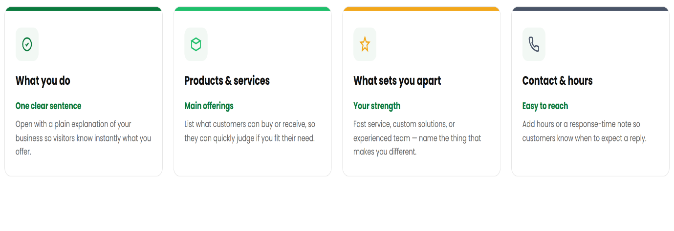 Key elements to include in a WhatsApp Business description