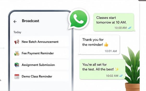 Scheduled WhatsApp messages keeping students engaged throughout their learning journey